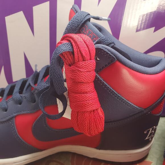 Nike Supreme x Dunk SB High By Any Means Red Navy Mens 7 / Womens 8.5 - Picture 6 of 14
